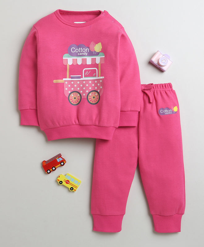 Girls 100% Cotton Cotton Candy Sweatshirt & Jogger Set - Pink