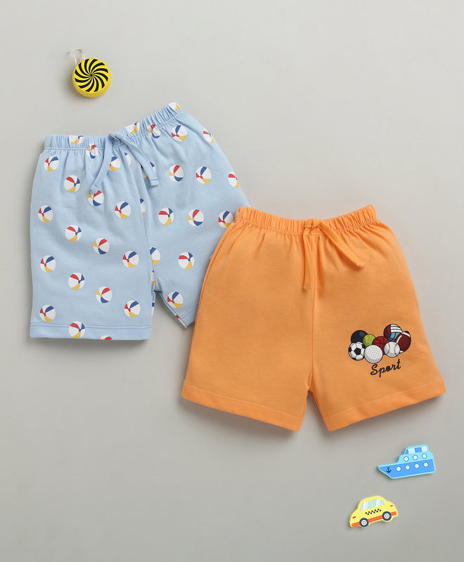 BUMZEE Orange & Sky Blue Boys Shorts Pack Of 2