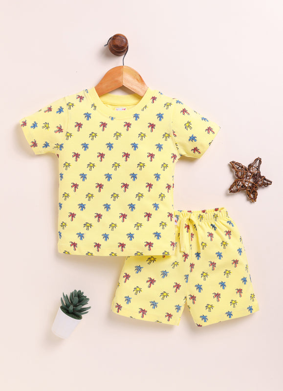 BUMZEE Yellow Boys Half Sleeves T-Shirt & Short Set