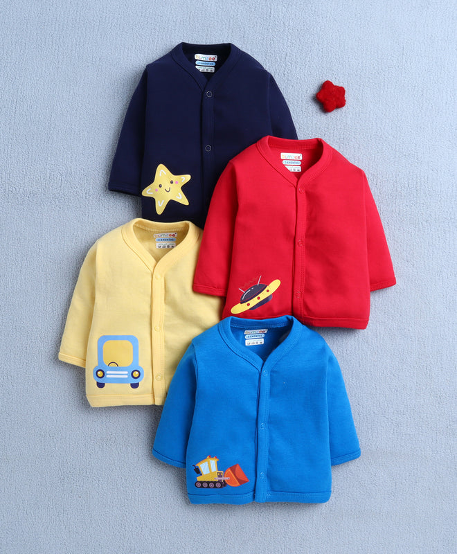 Yellow & Red Boys Full Sleeves Cotton Jablas Pack Of 4