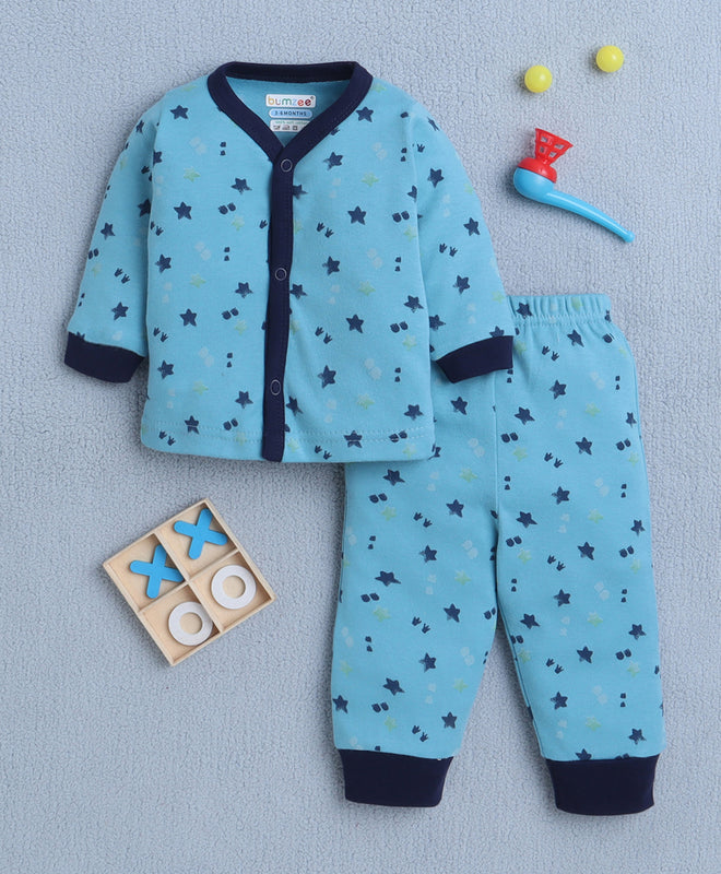 Boys 100% Cotton Graphic Jabla & Pyjama Set - Teal Blue