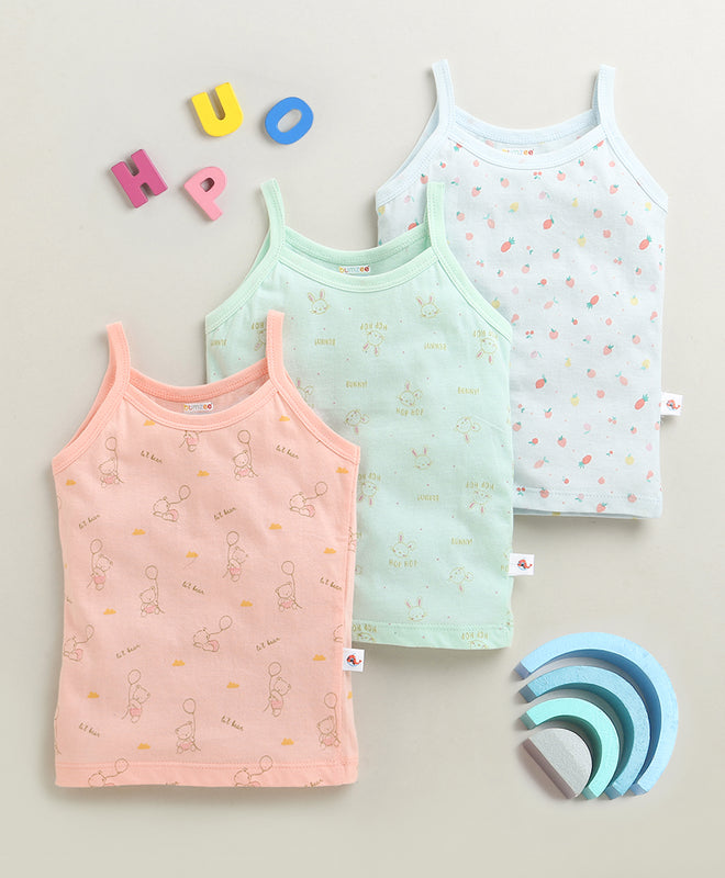 Girls 100% Cotton Animal Slip - Peach & Mint Green