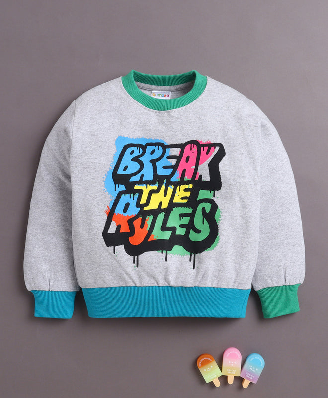 Grey Boys Full Sleeves Cotton Sweatshirt
