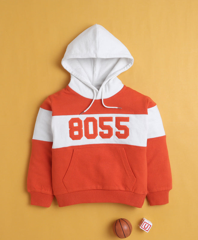 Orange Boys Full Sleeves Cotton Hooded Sweatshirt