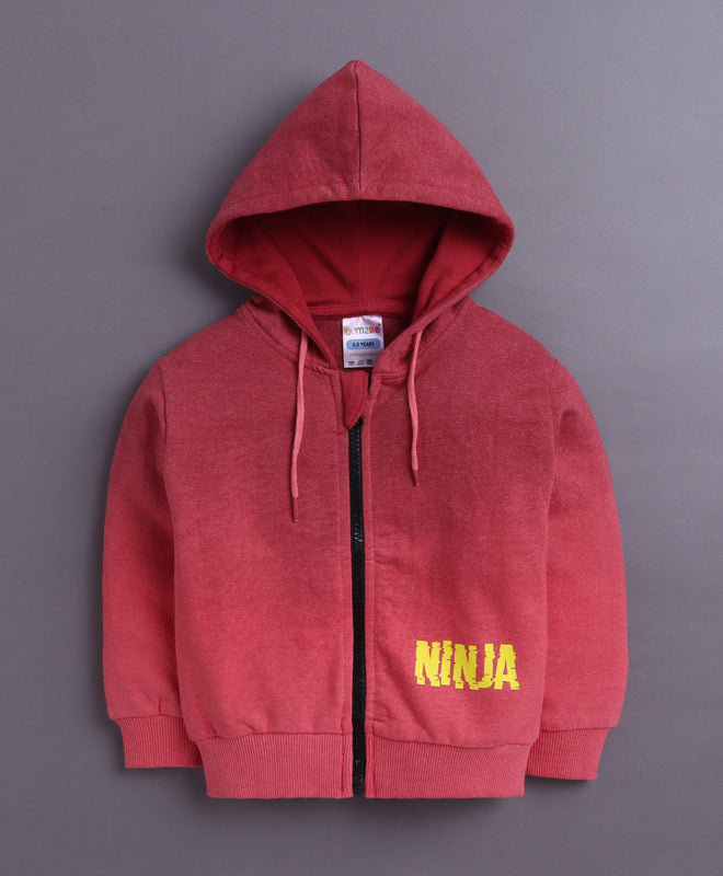 Coral Boys Full Sleeves Cotton Hooded Zipper Sweatshirt