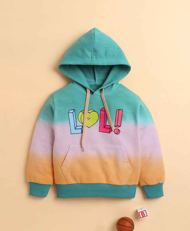 Multi Girls Full Sleeves Cotton Hooded Sweatshirt