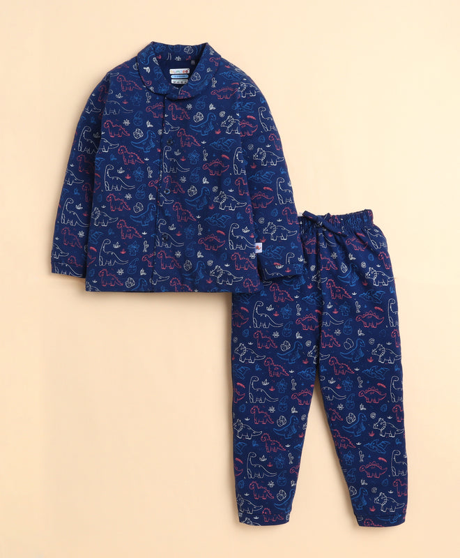 Navy Boys Full Sleeves Cotton Night Suit