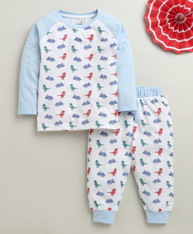 White Boys Full Sleeves Cotton T-Shirt & Pyjama Set