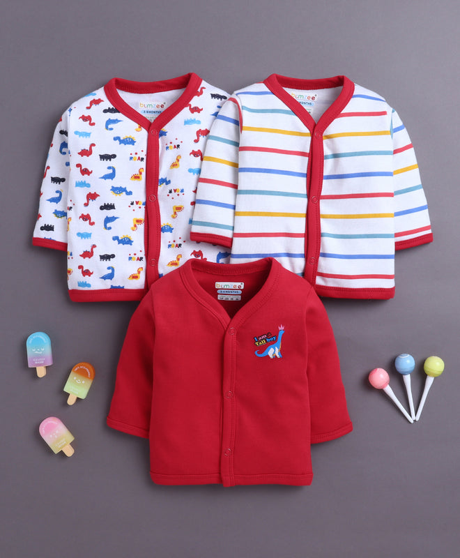Boys Full Sleeves Jabla Red & White Pack of 3