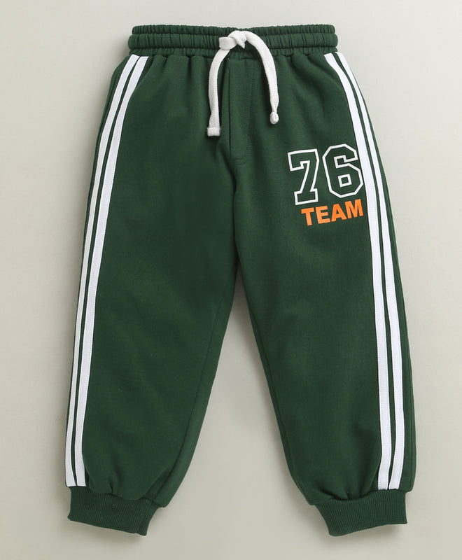 Green Boys Cotton Full Length Jogger