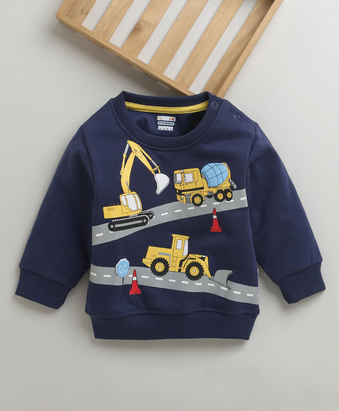 Boys Royal Blue Full Sleeves Round Neck Sweatshirt
