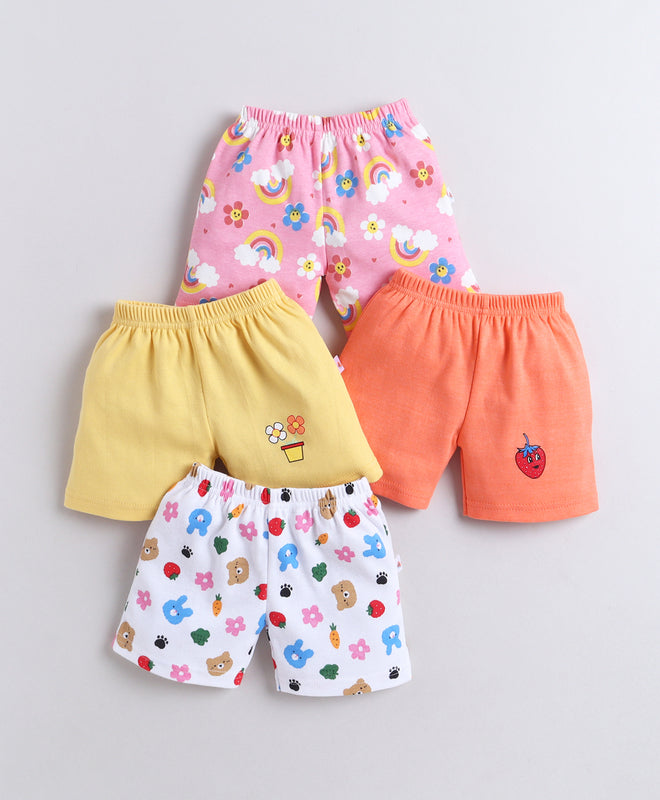 BUMZEE Orange & Yellow Girls Shorts Pack Of 4