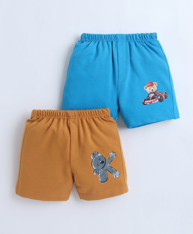 BUMZEE Blue & Mustard Boys Shorts Pack Of 2