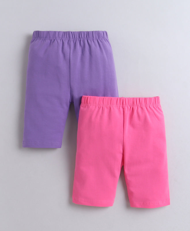 Purple & Pink Girls Cotton Cycling Short Pack of 2