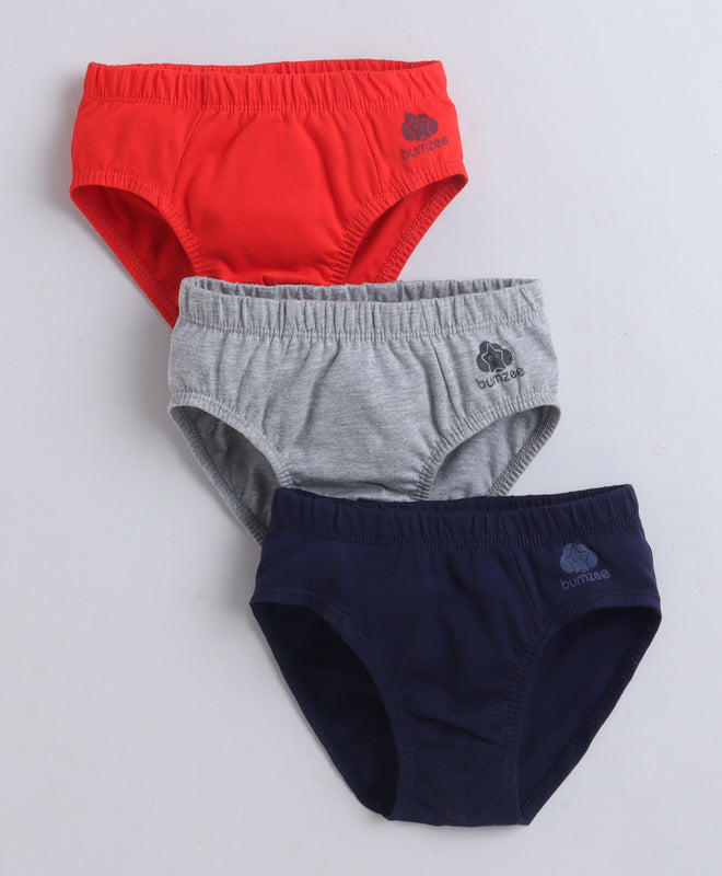 Red & Grey Boys Compact Cotton Briefs Pack of 3