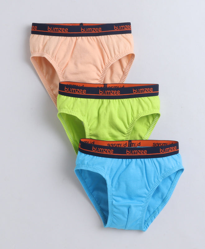 Blue & Green Boys Compact Cotton Briefs Pack of 3