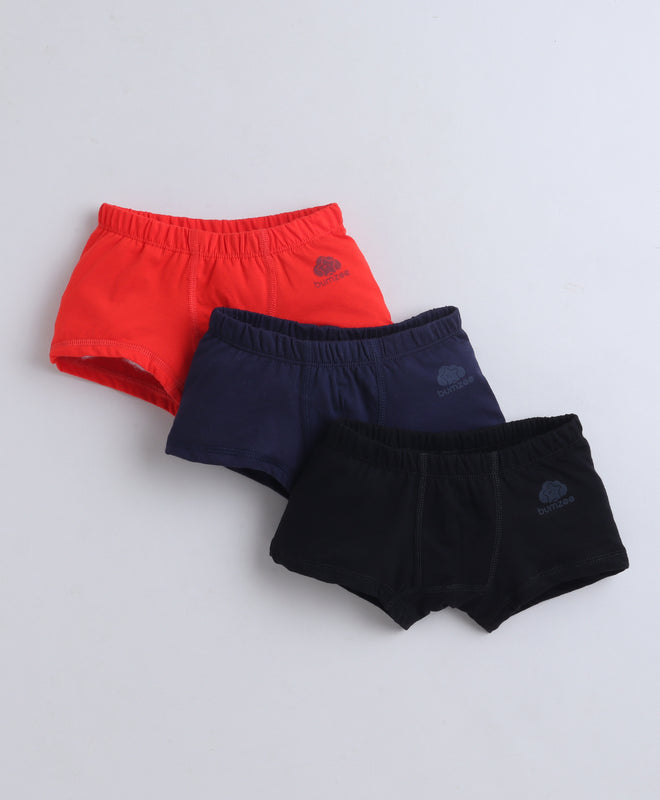 Red & Black Boys Compact Cotton Trunks Pack of 3