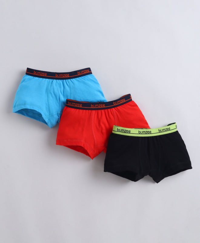 Red & Black Boys Compact Cotton Trunks Pack of 3