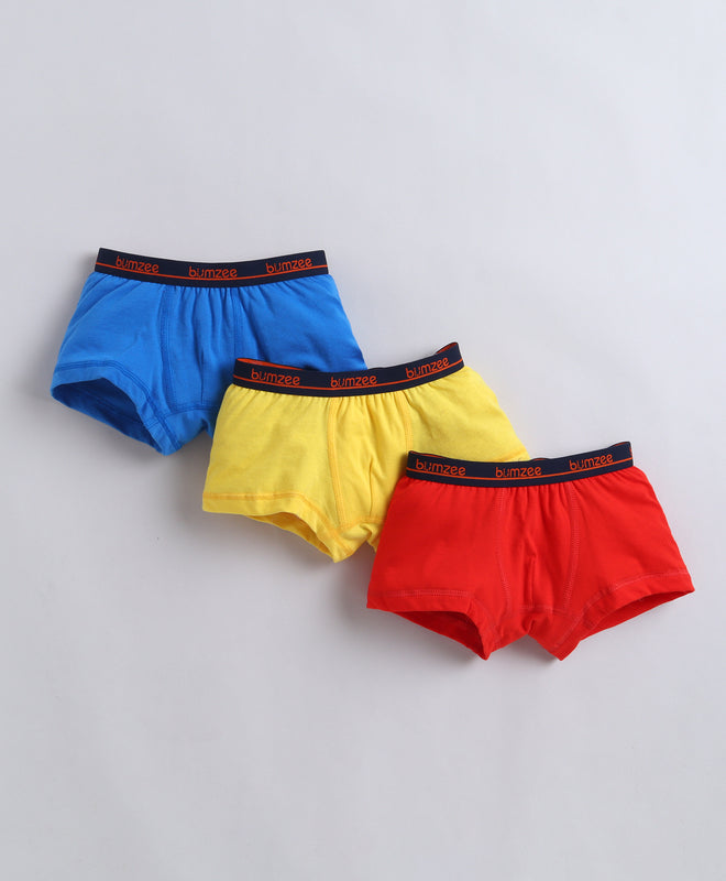 Red & Yellow Boys Compact Cotton Trunks Pack of 3