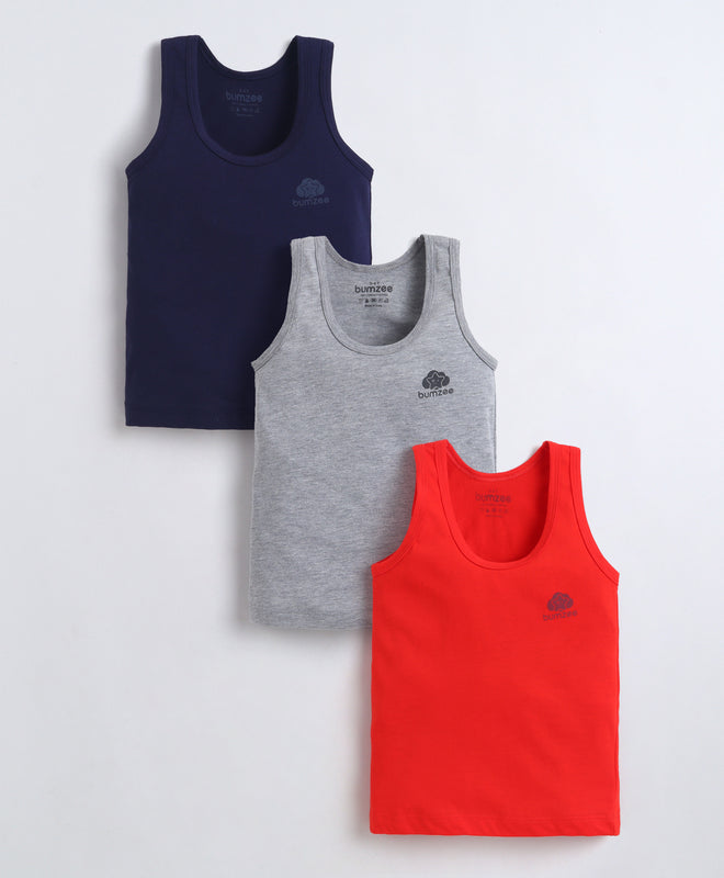 Boys Sleeveless Vest Red & Grey Pack of 3