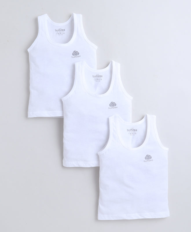 Boys Sleeveless Vest White Pack of 3