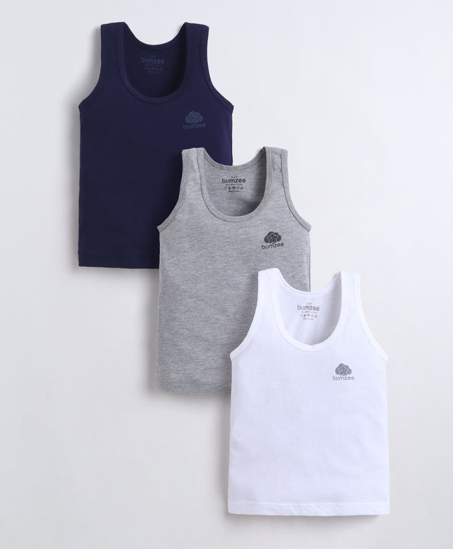 Boys Sleeveless Vest White & Grey Pack of 3