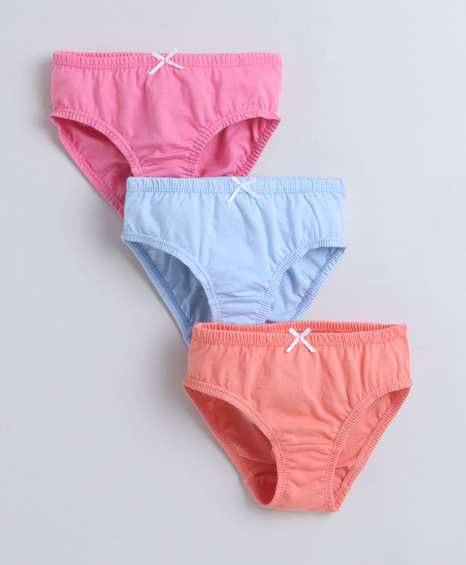 Pink & Sky Blue Girls Compact Cotton Panties Pack of 3