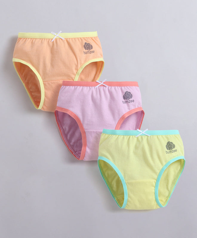 Yellow & Orange Girls Compact Cotton Panties Pack of 3