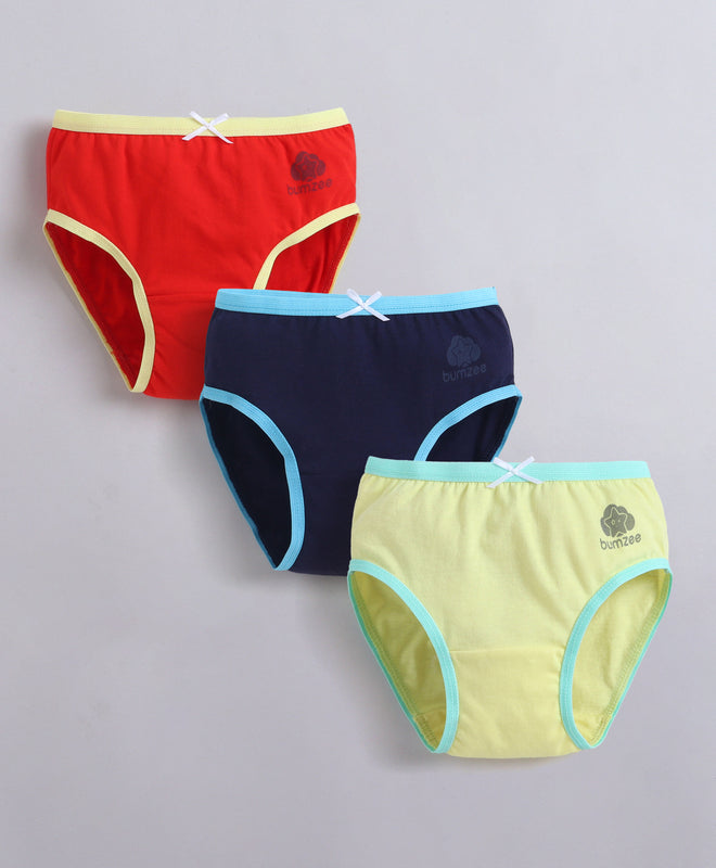 Red & Yellow Girls Compact Cotton Panties Pack of 3