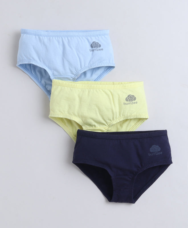 Yellow & Sky Blue Girls Compact Cotton Hipster Pack of 3
