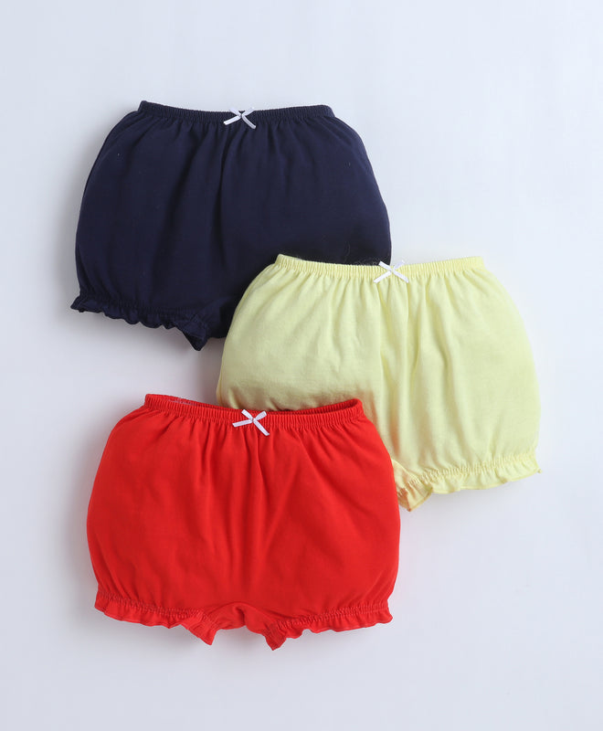 Red & Navy Girls Compact Cotton Bloomers Pack of 3