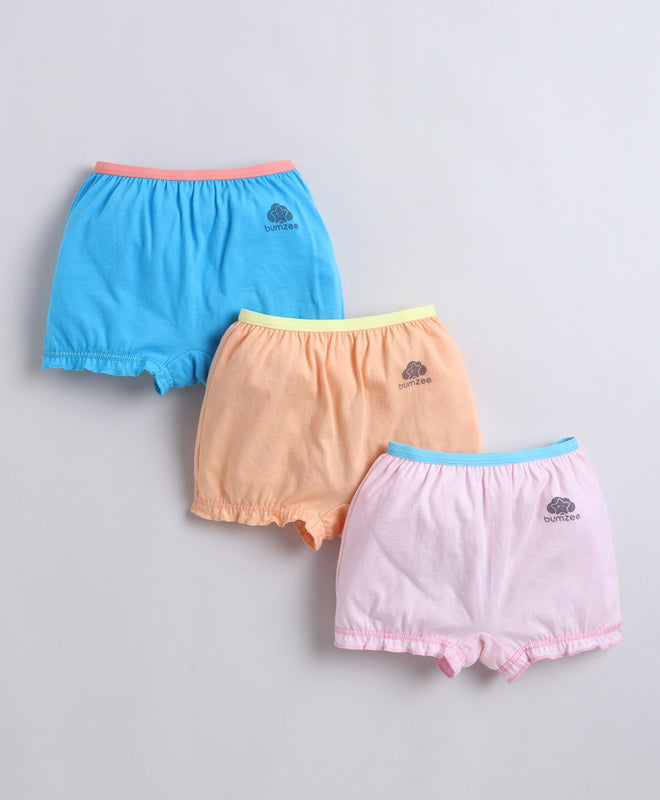 Blue & Pink Girls Compact Cotton Bloomers Pack of 3