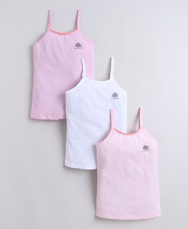 Pink & White Girls Cotton Camisole Slip Pack of 3