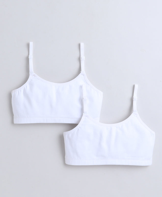 BUMZEE White Girls Cotton Non Padded Beginners Bra Pack of 2