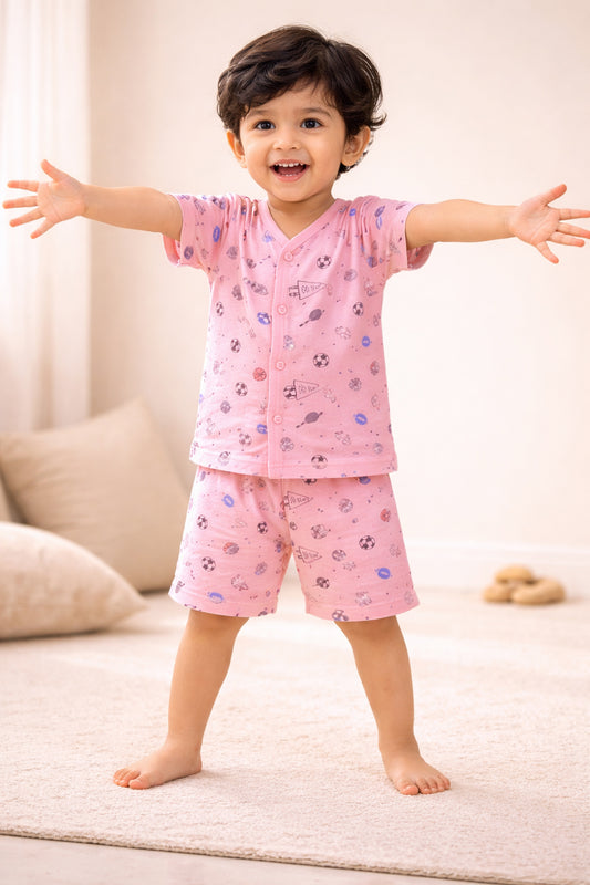 Peach Baby Boys Half Sleeves Jabla & Short Set