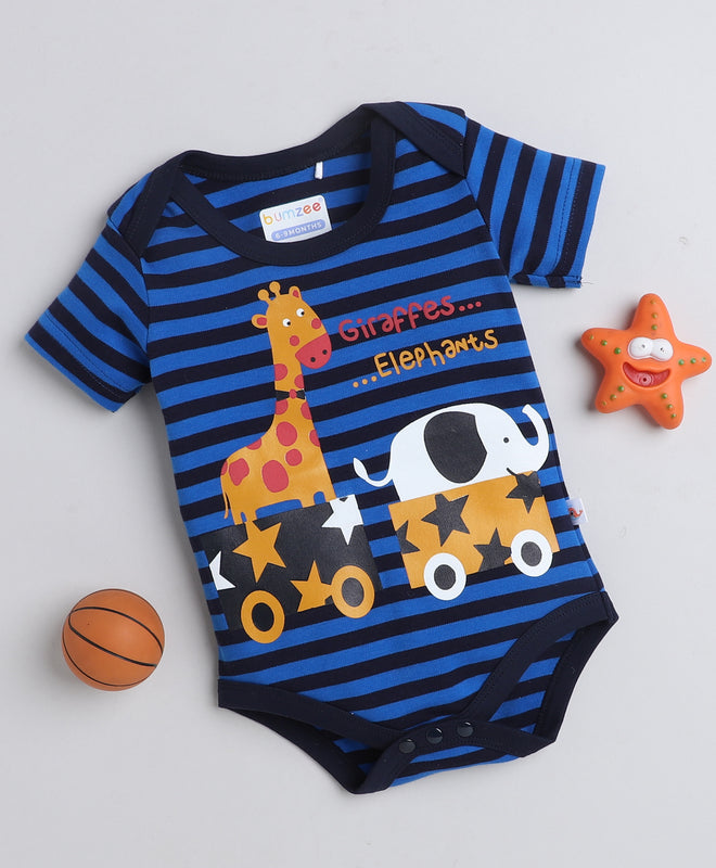 Boys 100% Cotton Animal Bodysuit - Blue