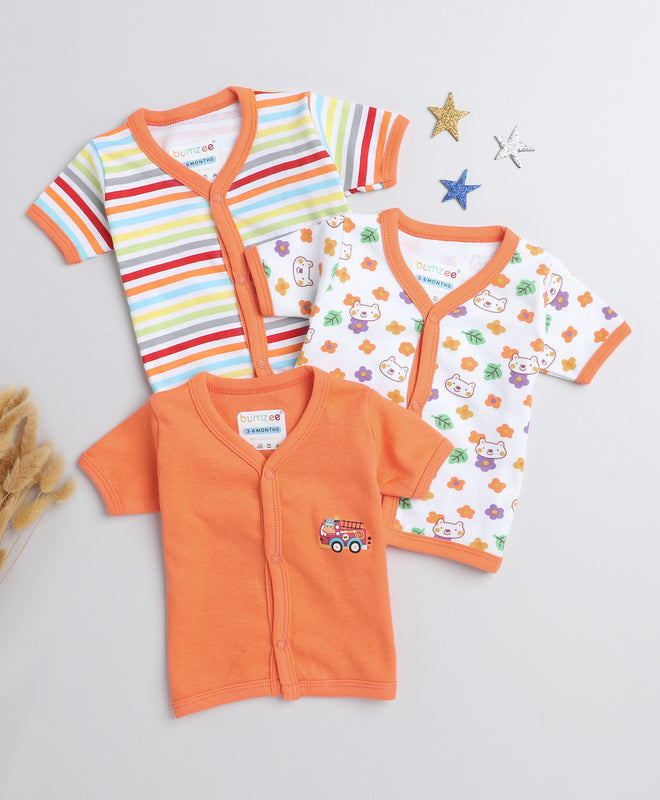 Orange & White Boys Half Sleeves Jablas Pack Of 3