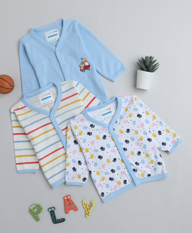 Blue & White Girls Full Sleeves Jablas Pack Of 3