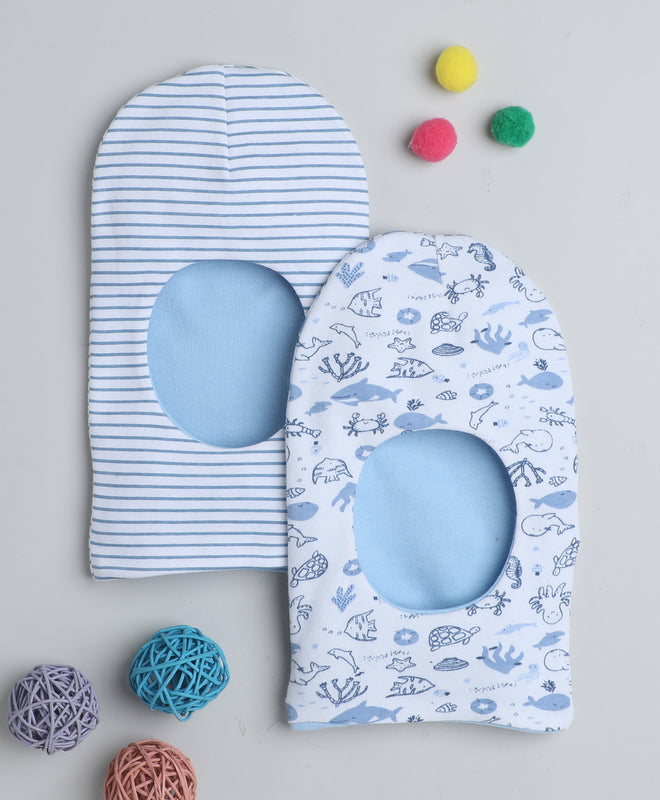 Boys 100% Cotton NA Monkey Cap - Blue