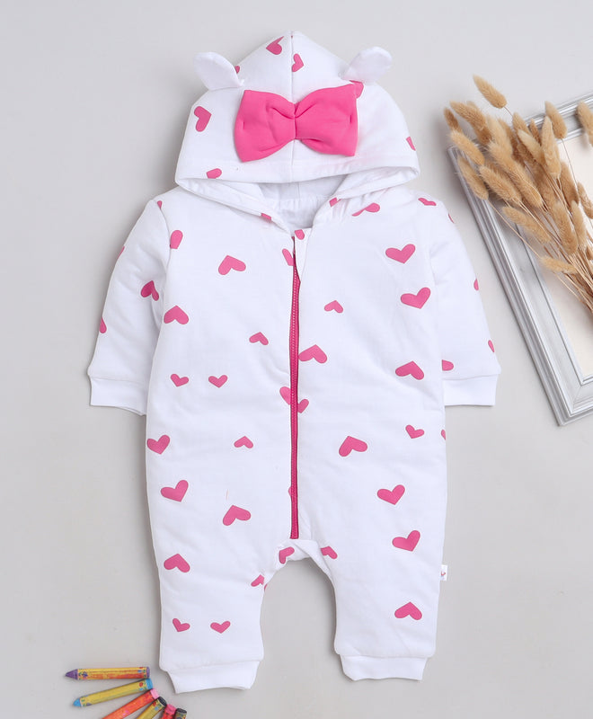 Girls 93% Cotton 7% Polyester NA Sleepsuit - White & Pink