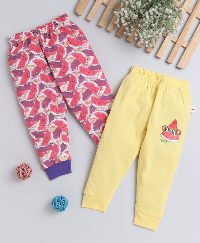 Girls 100% Cotton NA Pyjama - Yellow & Red