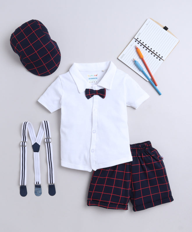 Boys 100% Cotton NA Formal Set - Navy & White
