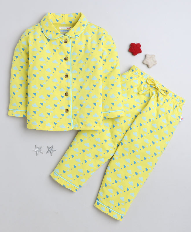 Girls 100% Cotton NA Nightsuit - Yellow