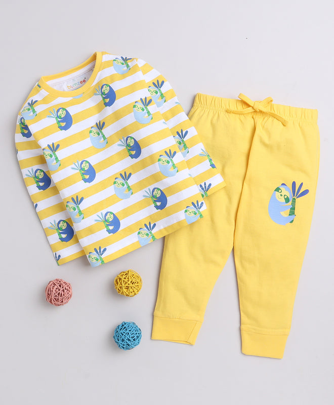 Boys 100% Cotton NA T-Shirt & Pyjama Set - Yellow