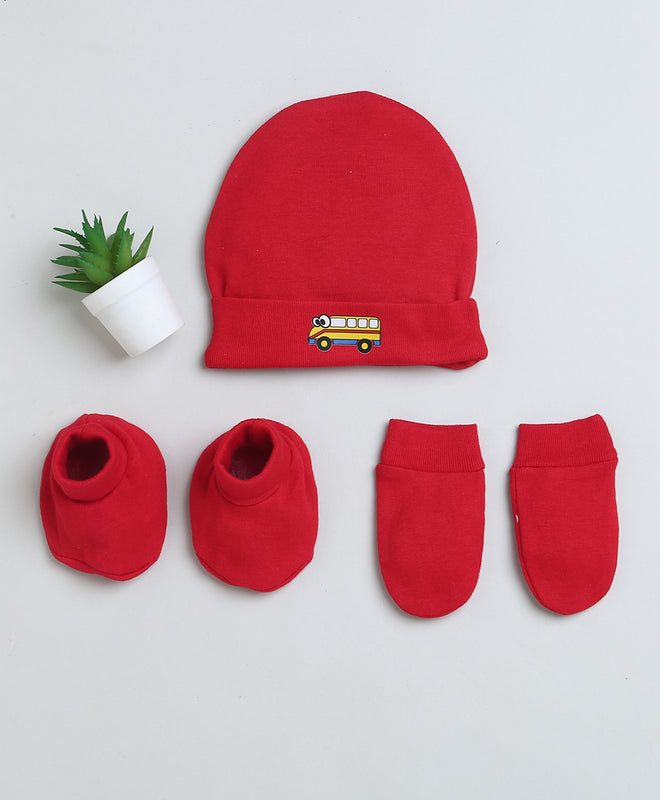 Girls 100% Cotton NA Cap Mitten Bootie - Red