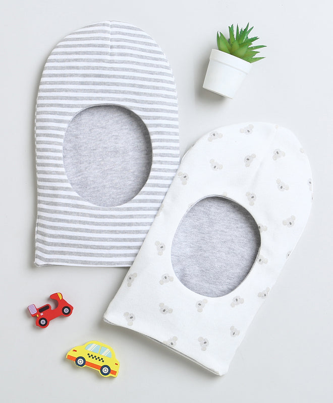 Boys 100% Cotton NA Monkey Cap - Grey & White