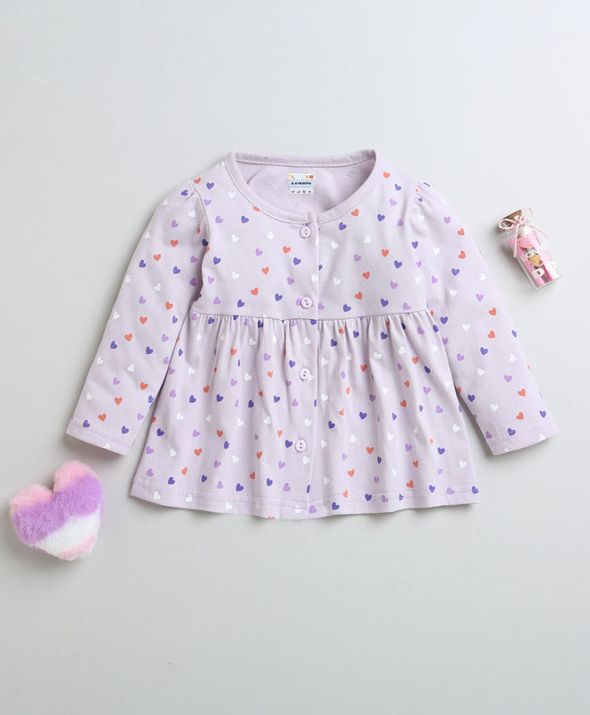 Lilac Girls Full Sleeves Cotton Knee Length Frock