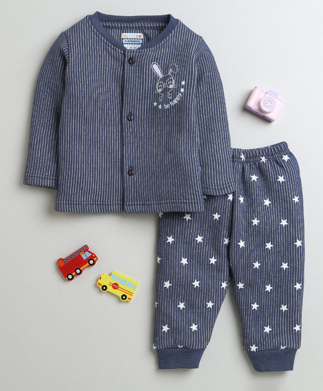 Boys Cotton Blend Star Thermal Jabla & Jogger Set - Charcoal Grey