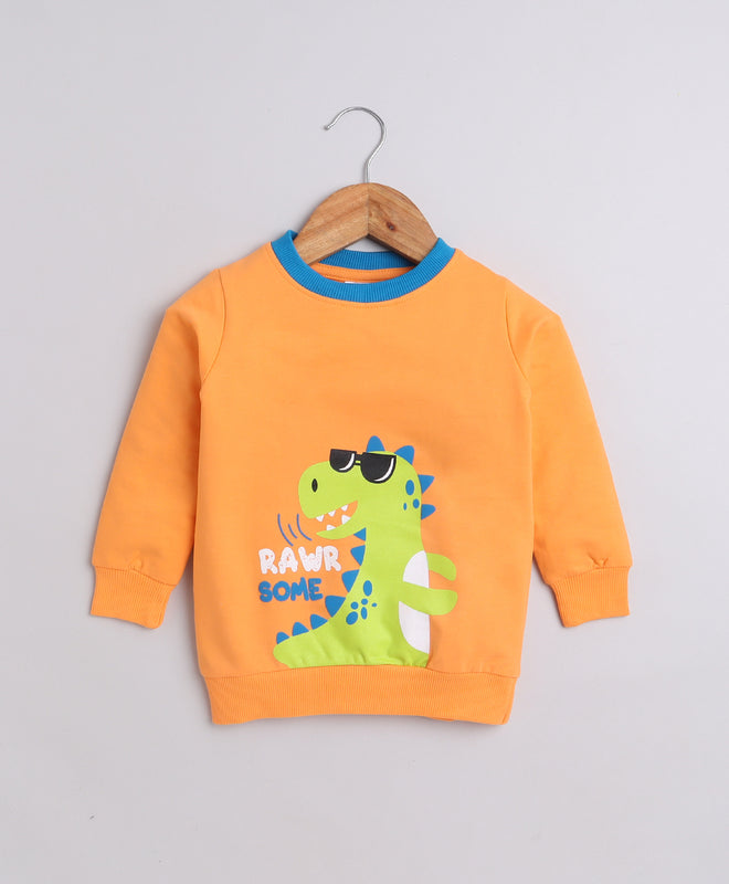 Boys French Terry Dino Sweatshirt - Orange