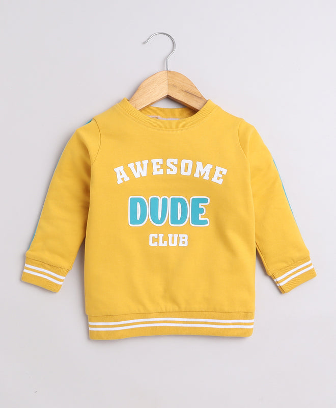Boys French Terry Text Sweatshirt - Mustard
